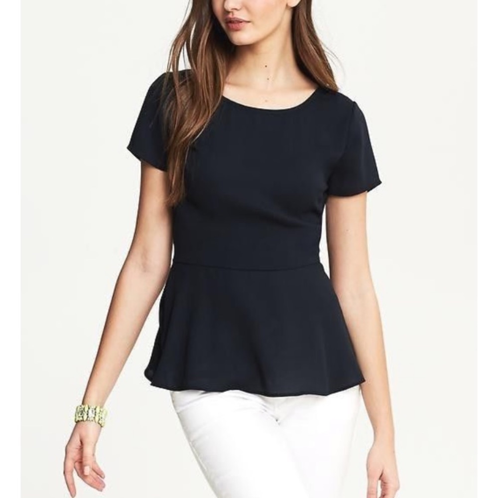 Banana Republic Navy Peplum Top